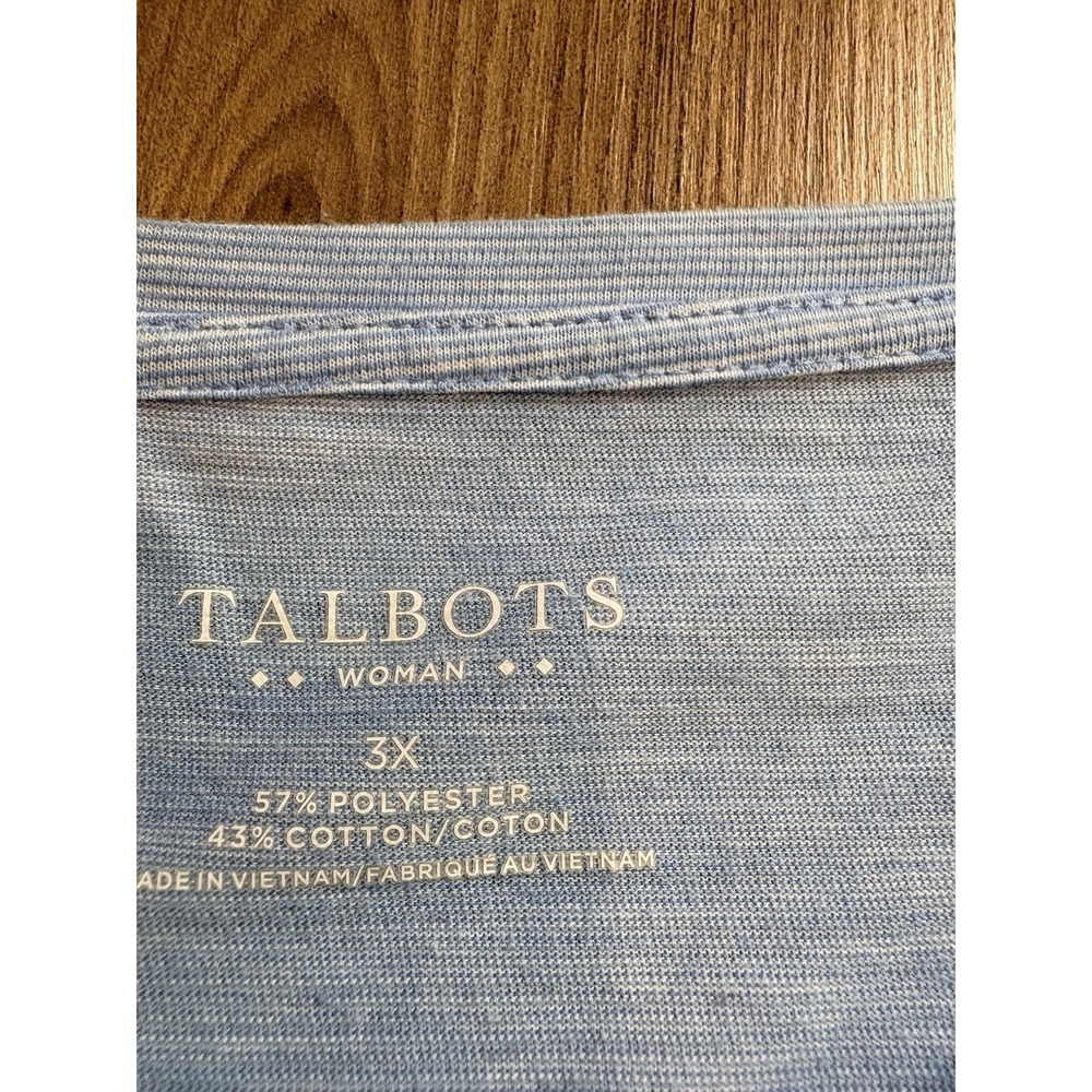 Talbots Women's 3X T-shirt‎ Casual Light Blue Open Shoulders Cotton Blend - Picture 3 of 4